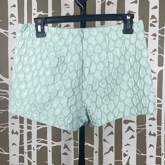 Zara Mint Green Leopard Print Textured Tapestry Shorts sz S - Picture 2 of 5